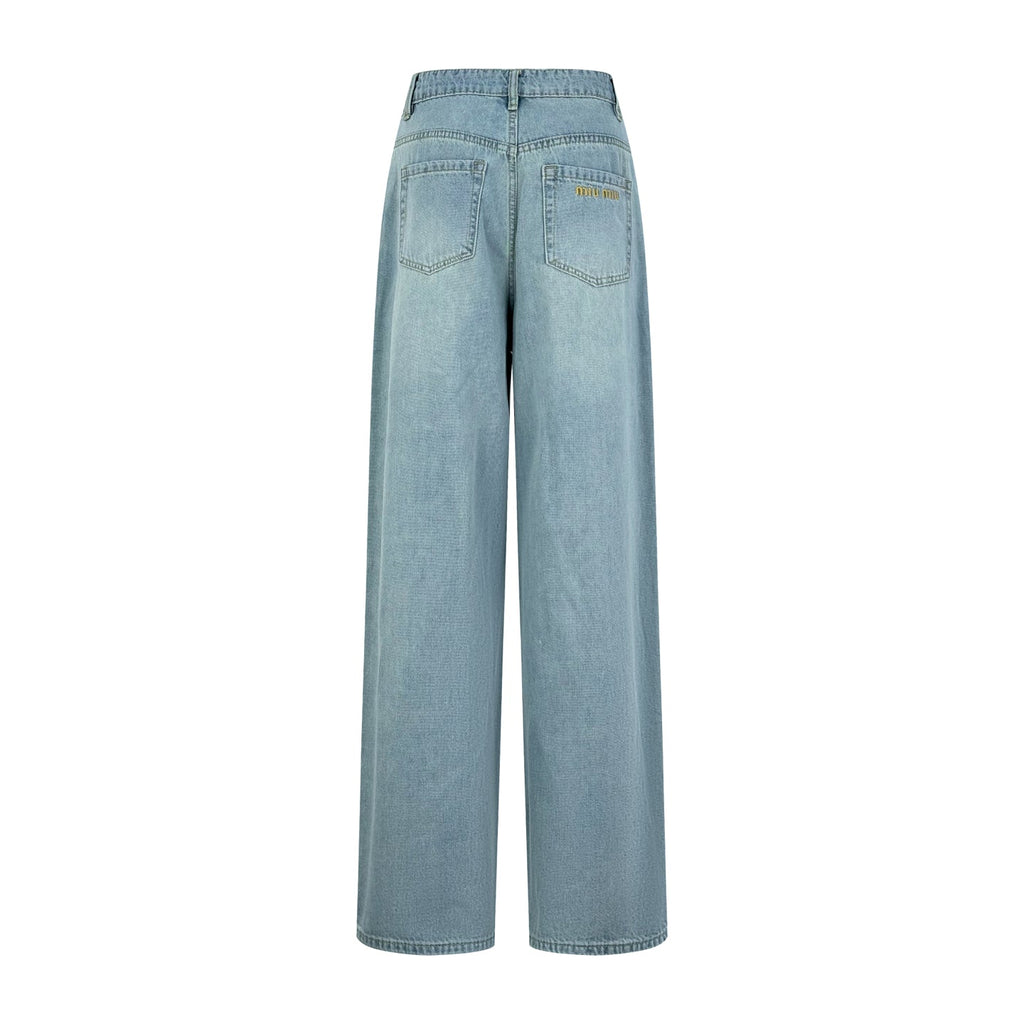 2026 Women's MM Embroidered Logo Jeans  (EE410)