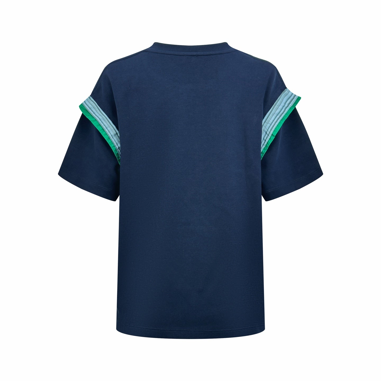 2026 Women's Way Embroidered Striped Patchwork Short-Sleeved Top (DD108)