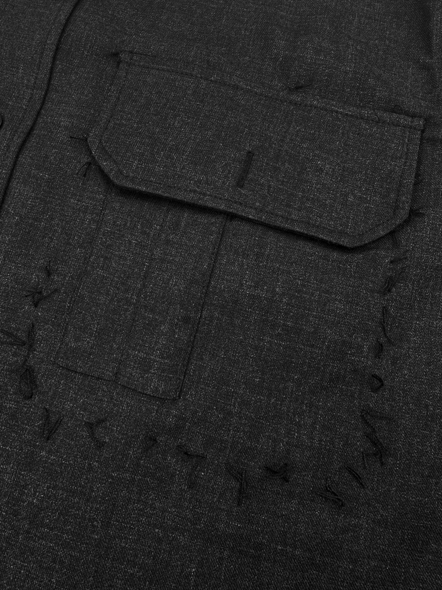 2026 New Mai Wool Shirt with Decorative Stitching (25282-B60)