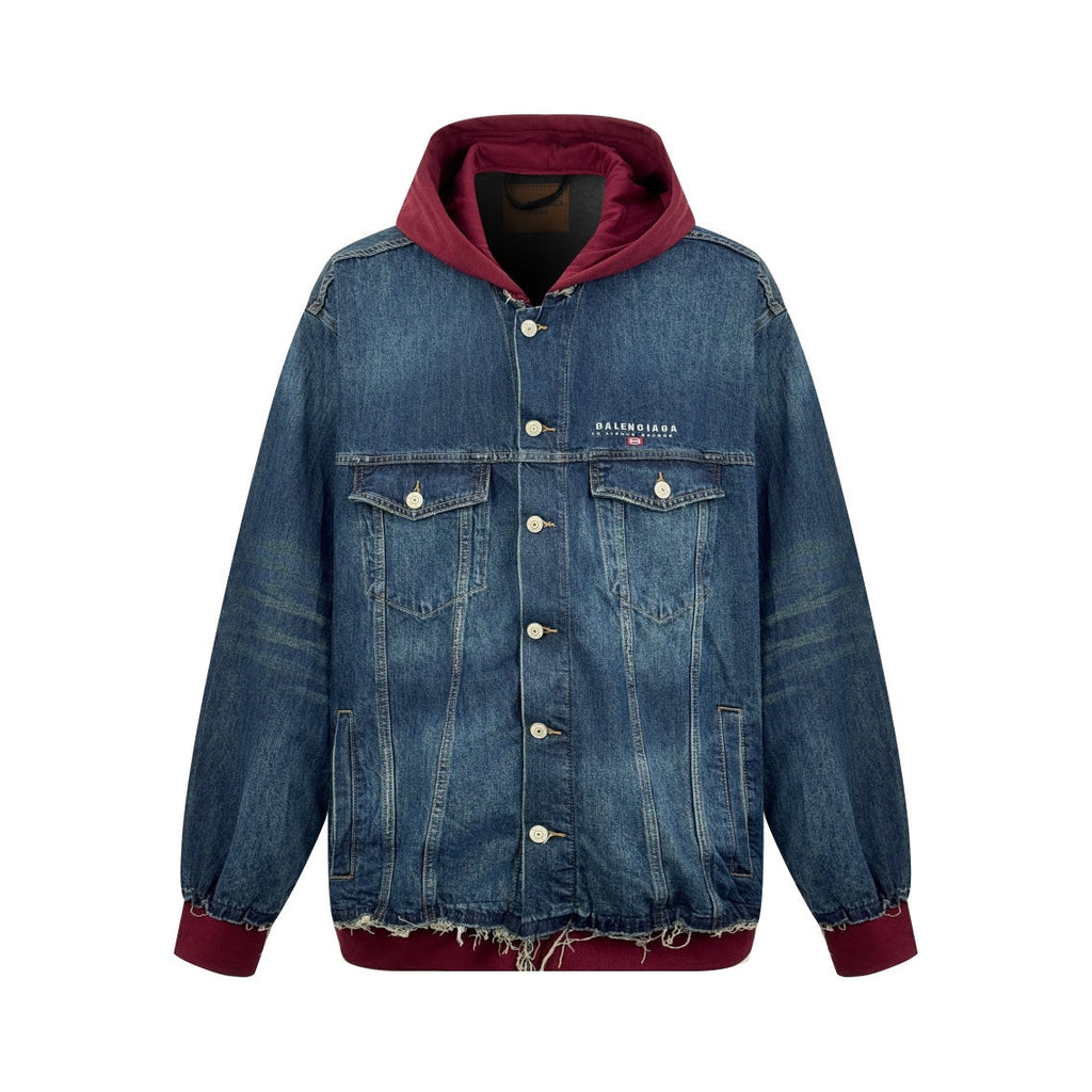 2026 New Balen Embroidered Denim Hooded Jacket (25337-C30)