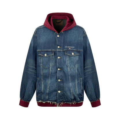 2026 New Balen Embroidered Denim Hooded Jacket (25337-C30)