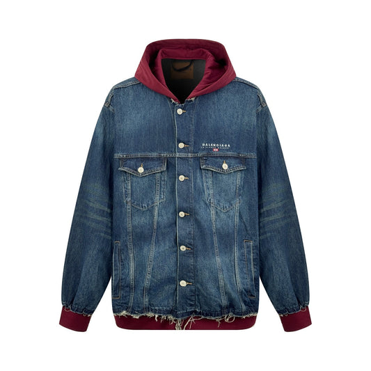 2026 New Balen Embroidered Denim Hooded Jacket (25337-C30)