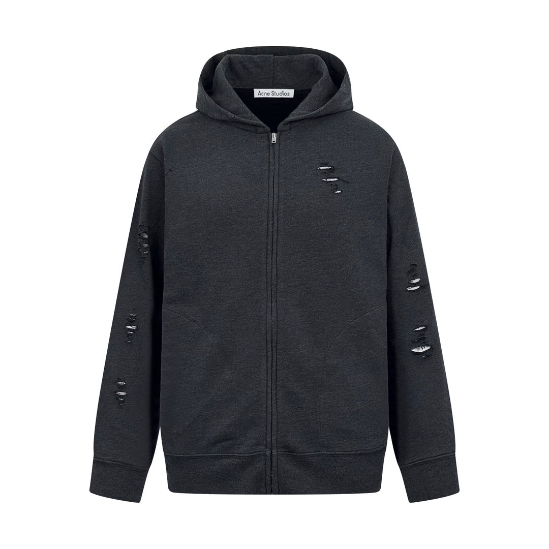 2026 New Acn Distressed Logo Zip-Up Jacket with Holes (25303-B75)