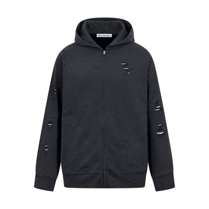 2026 New Acn Distressed Logo Zip-Up Jacket with Holes (25303-B75)