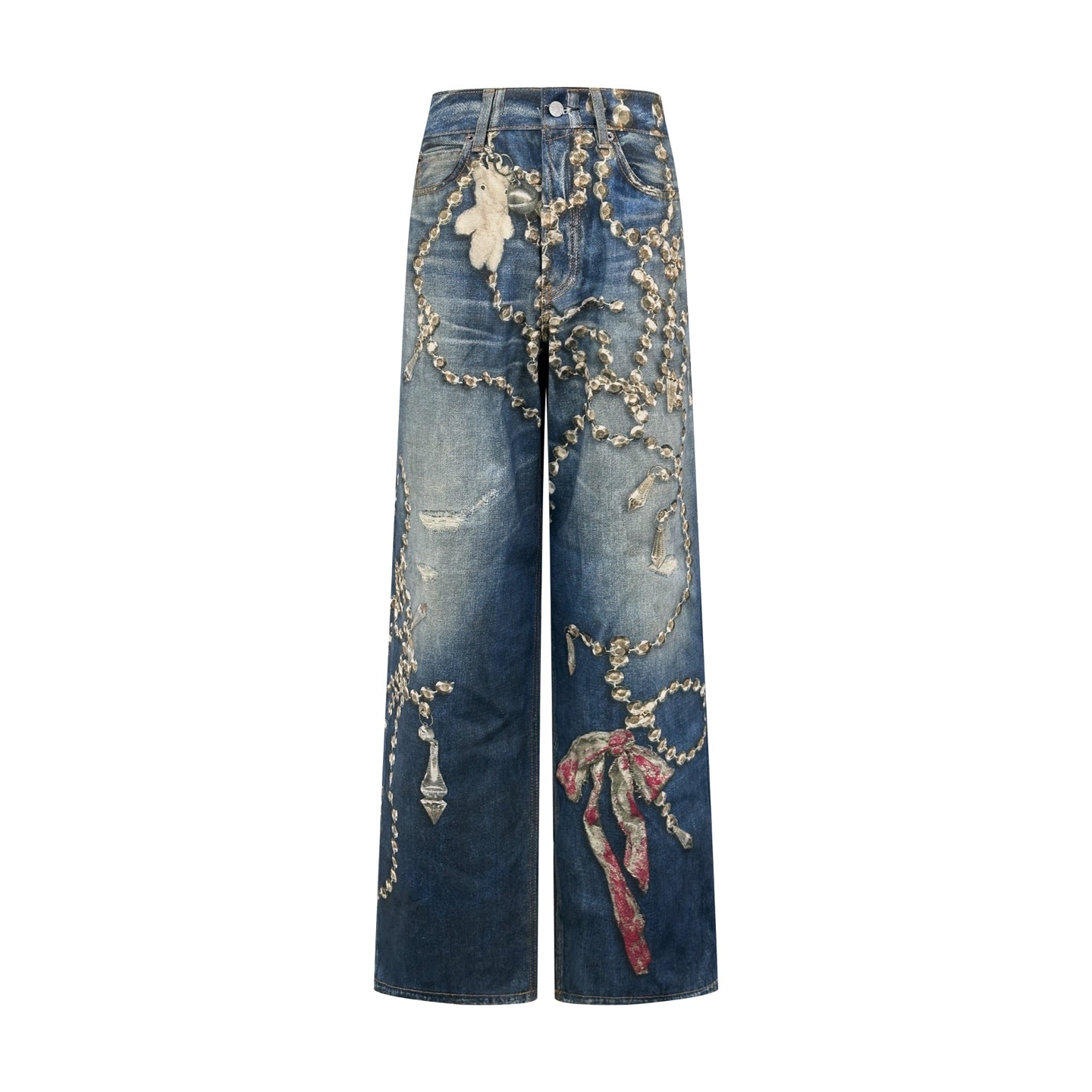 2026 New Acn Optical Illusion Print Distressed Denim Trousers (BB851-C05)