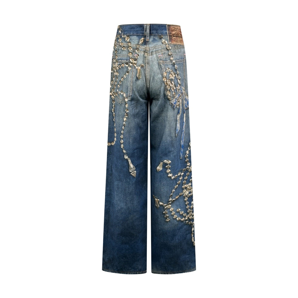 2026 New Acn Optical Illusion Print Distressed Denim Trousers (BB851-C05)