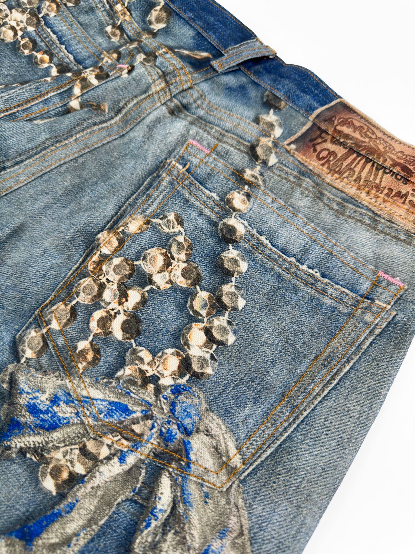 2026 New Acn Optical Illusion Print Distressed Denim Trousers (BB851-C05)