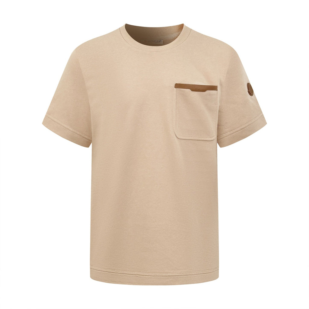 2026 New Mon Leather-Trimmed Pocket Short-Sleeved Top (AA573-A20)