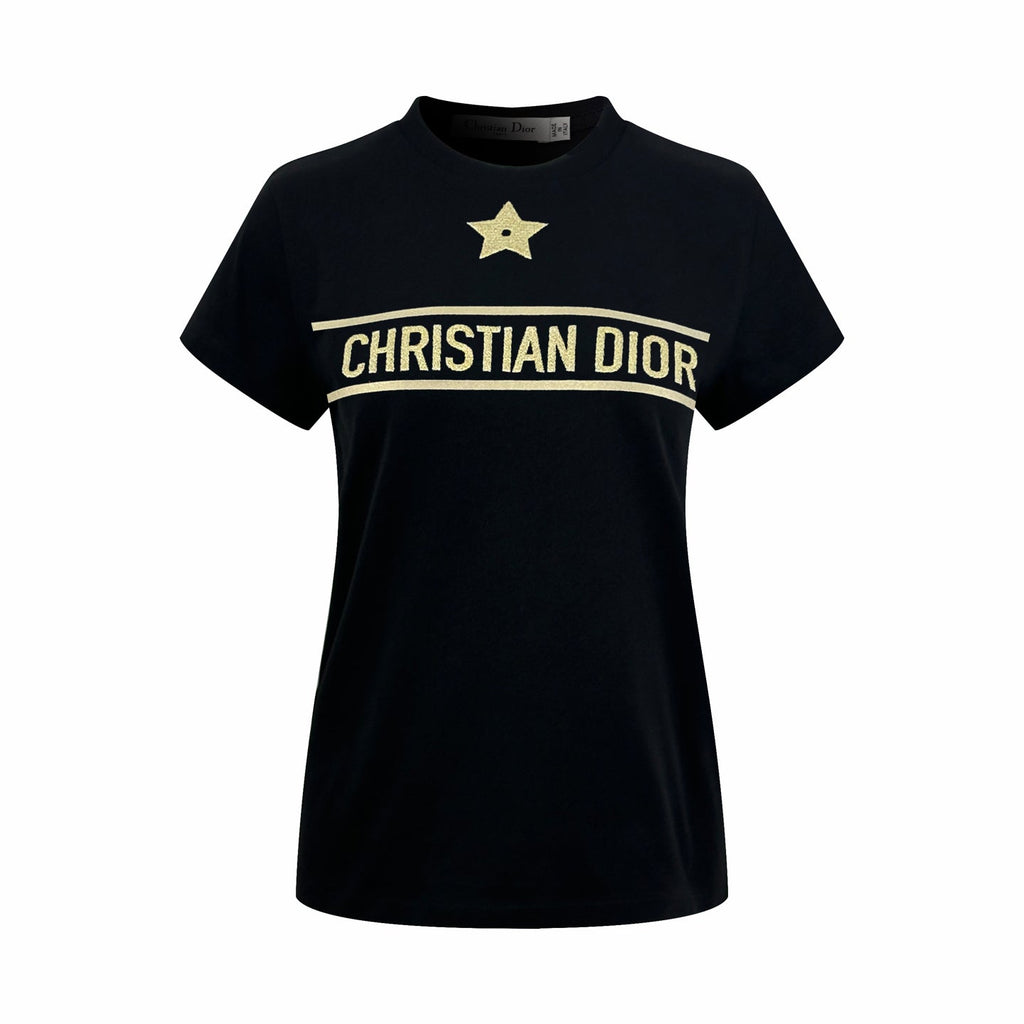 2026 Women's CD Lucky Star Embroidered Short-Sleeved T-Shirt (DD127)