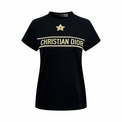 2026 Women's CD Lucky Star Embroidered Short-Sleeved T-Shirt (DD127)