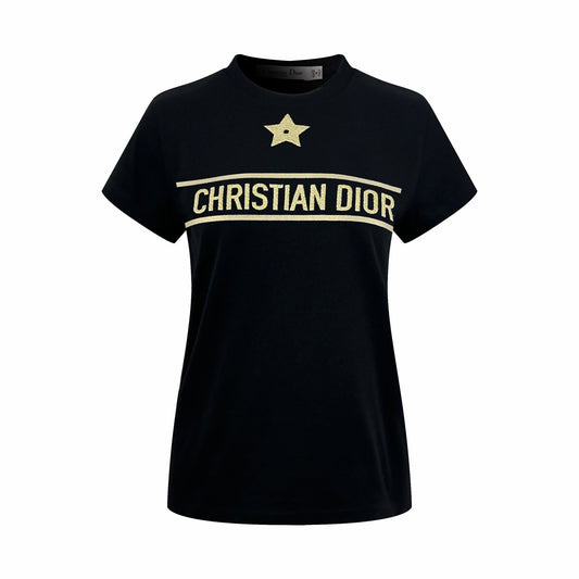 2026 Women's CD Lucky Star Embroidered Short-Sleeved T-Shirt (DD127)