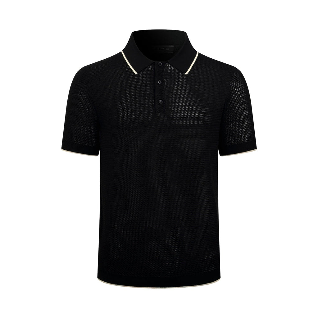 2026 New Triangle Brand Logo Mesh Polo Neck Knit Top (CC983-A75)
