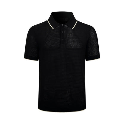 2026 New Triangle Brand Logo Mesh Polo Neck Knit Top (CC983-A75)