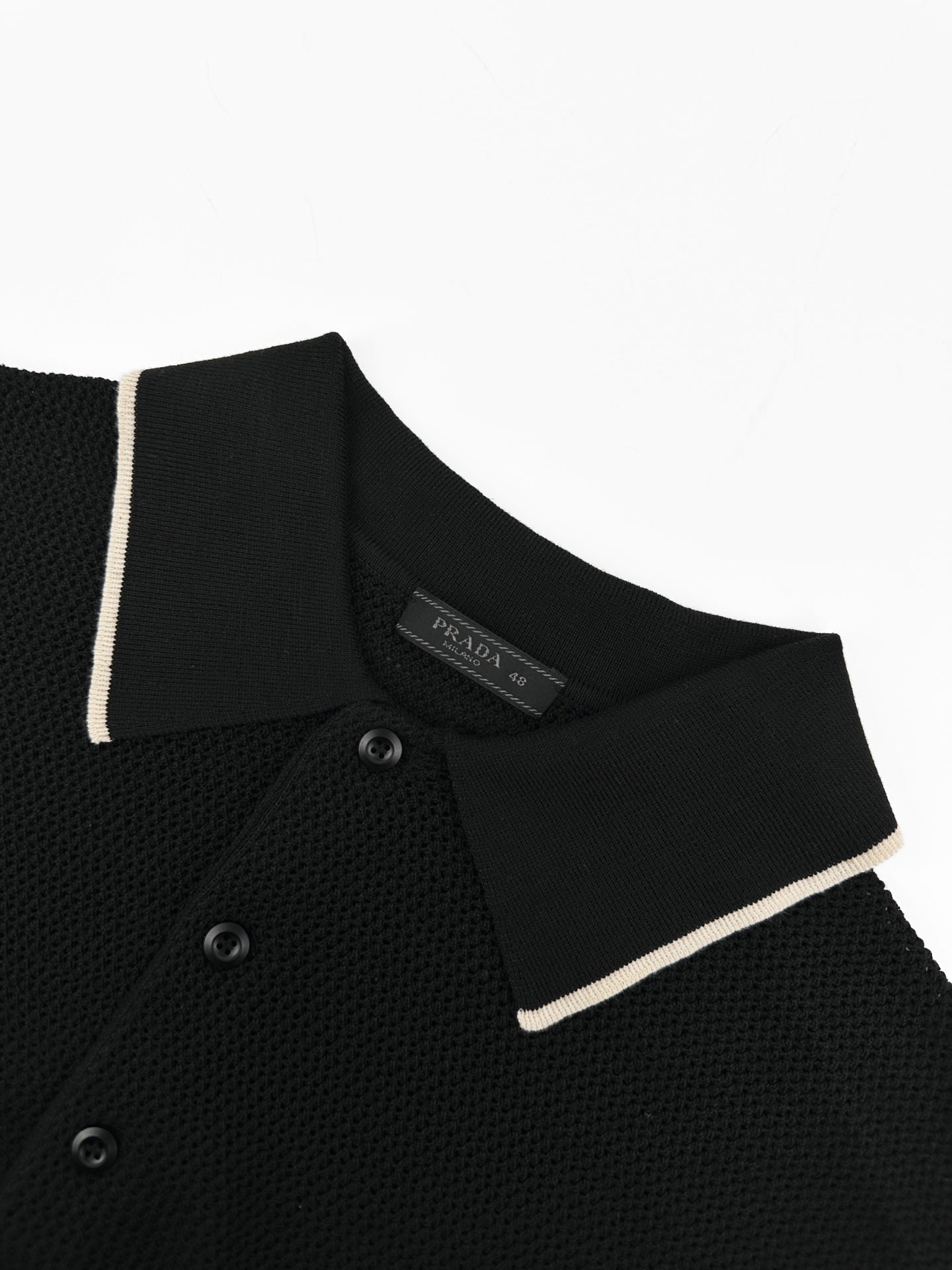 2026 New Triangle Brand Logo Mesh Polo Neck Knit Top (CC983-A75)