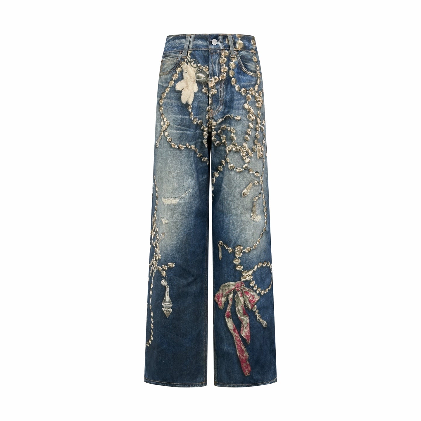 2026 Women's Acn Optical Illusion Striped Dyed Jeans (EE416)
