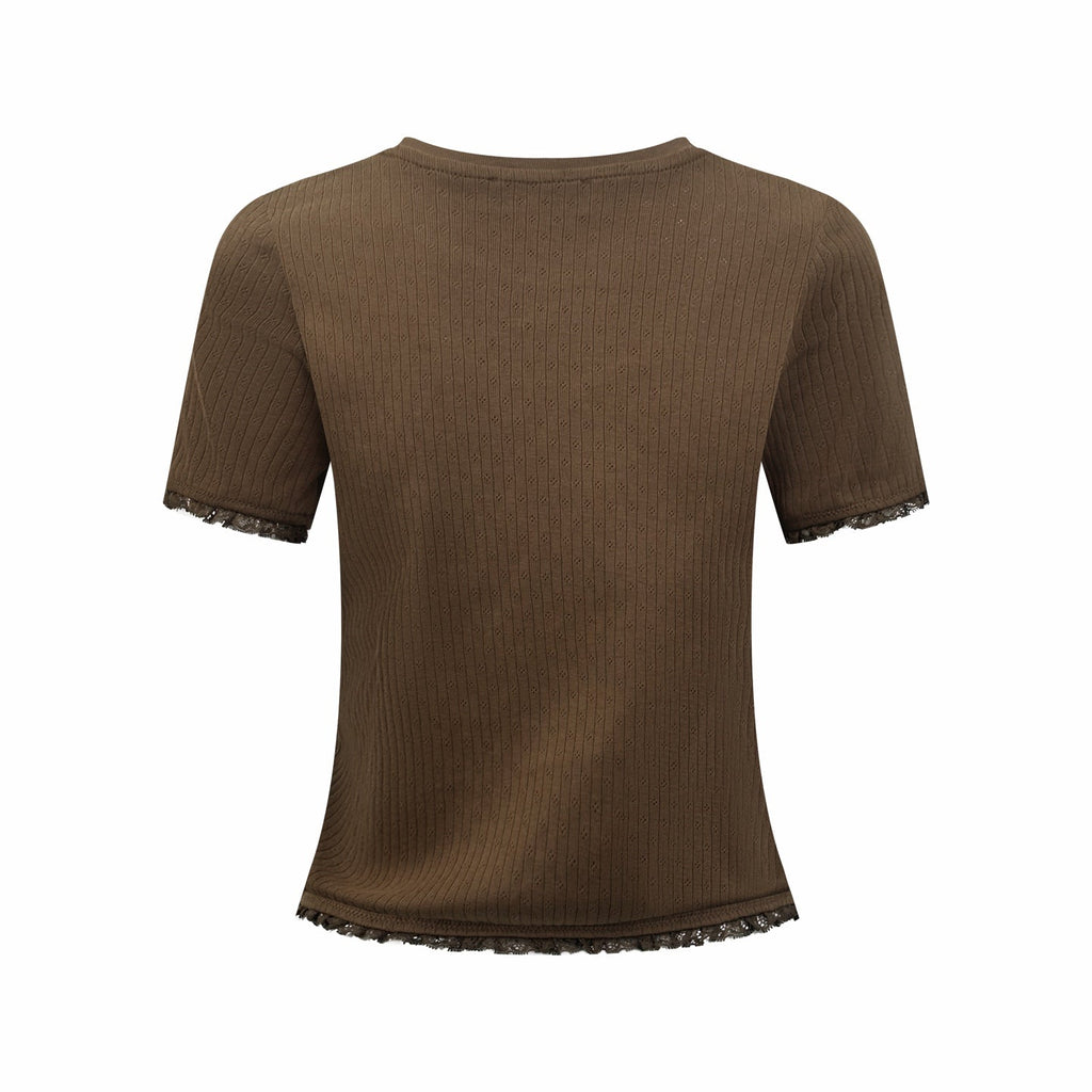 2026 Women's MM Lace Short-Sleeved T-Shirt (FF740)
