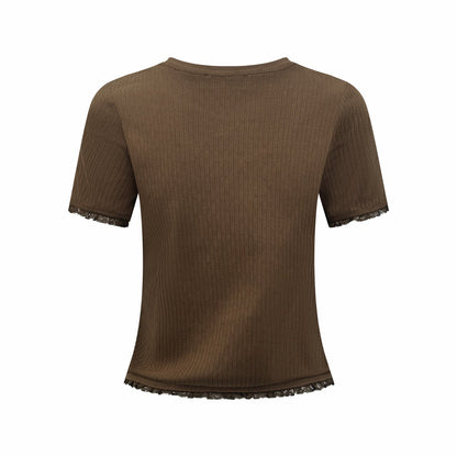 2026 Women's MM Lace Short-Sleeved T-Shirt (FF740)