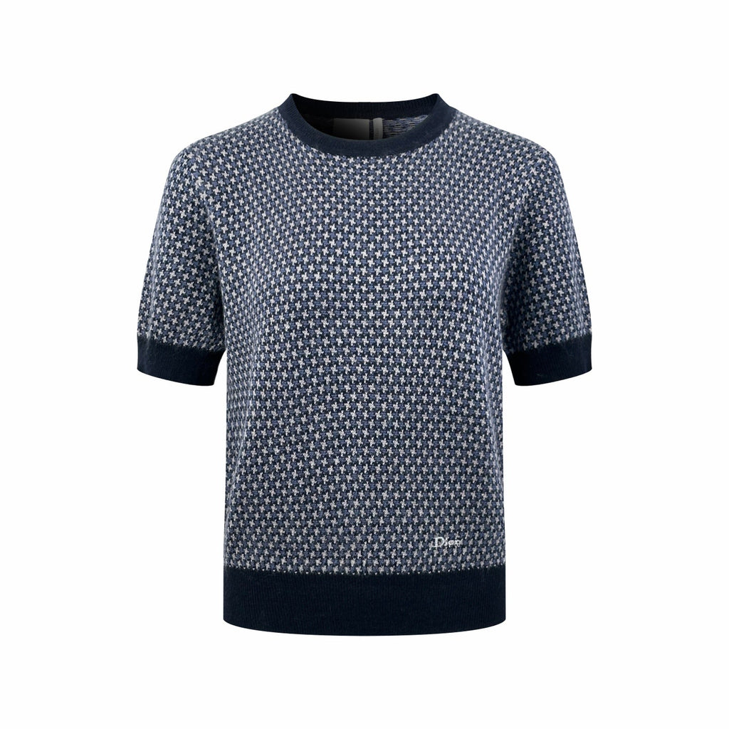 2026 Women's CD Jacquard Embroidered Short-Sleeved Jumper (DD110)