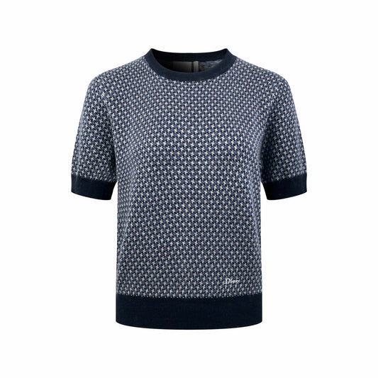 2026 Women's CD Jacquard Embroidered Short-Sleeved Jumper (DD110)