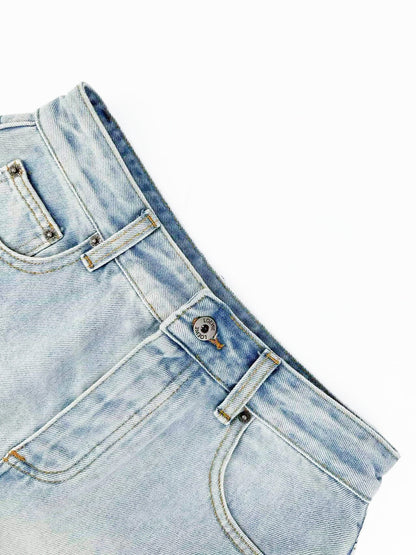 2026 Women's Way Embroidered Leather Denim Shorts (EE422)