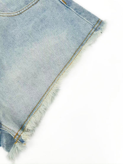 2026 Women's Way Embroidered Leather Denim Shorts (EE422)