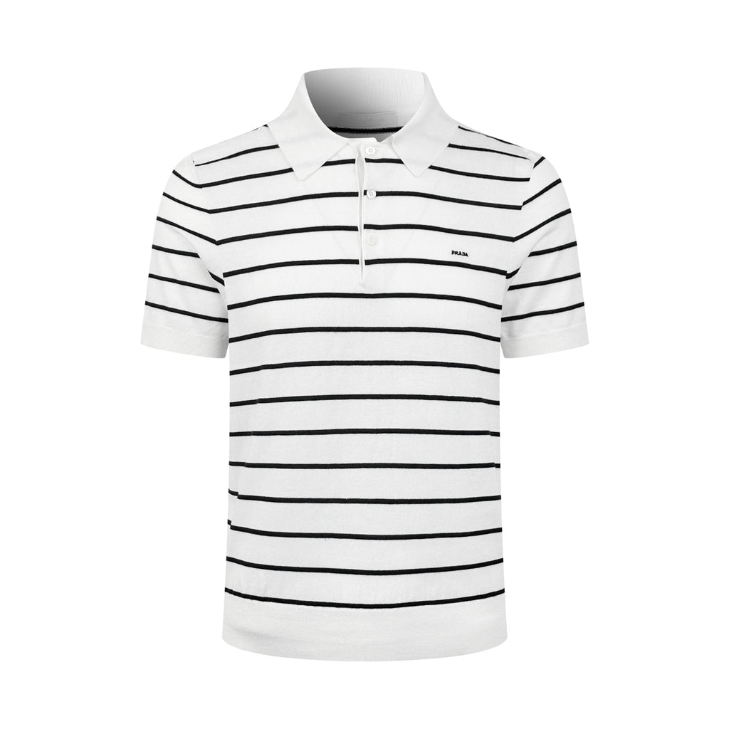 2026 New Triangle Brand Logo Striped Polo-Neck Knit (CC991-A70)