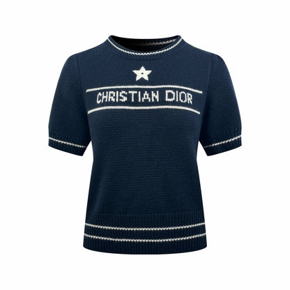 2026 Women's CD Embroidered Short-Sleeved Sweater (DD132)