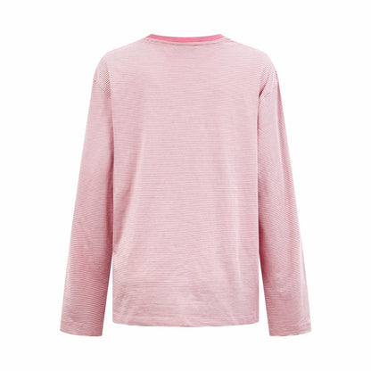 2026 Women's MM Logo Striped Long-Sleeved Shirt (FF758)