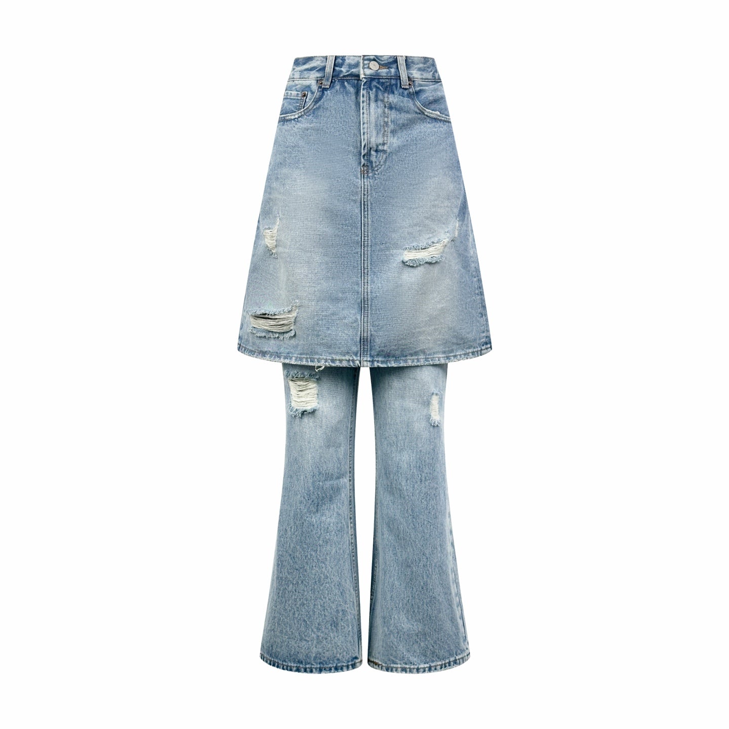 2026 Women's Acn Fake Two-Piece Denim Skirt Pants (FF751)
