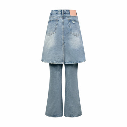 2026 Women's Acn Fake Two-Piece Denim Skirt Pants (FF751)