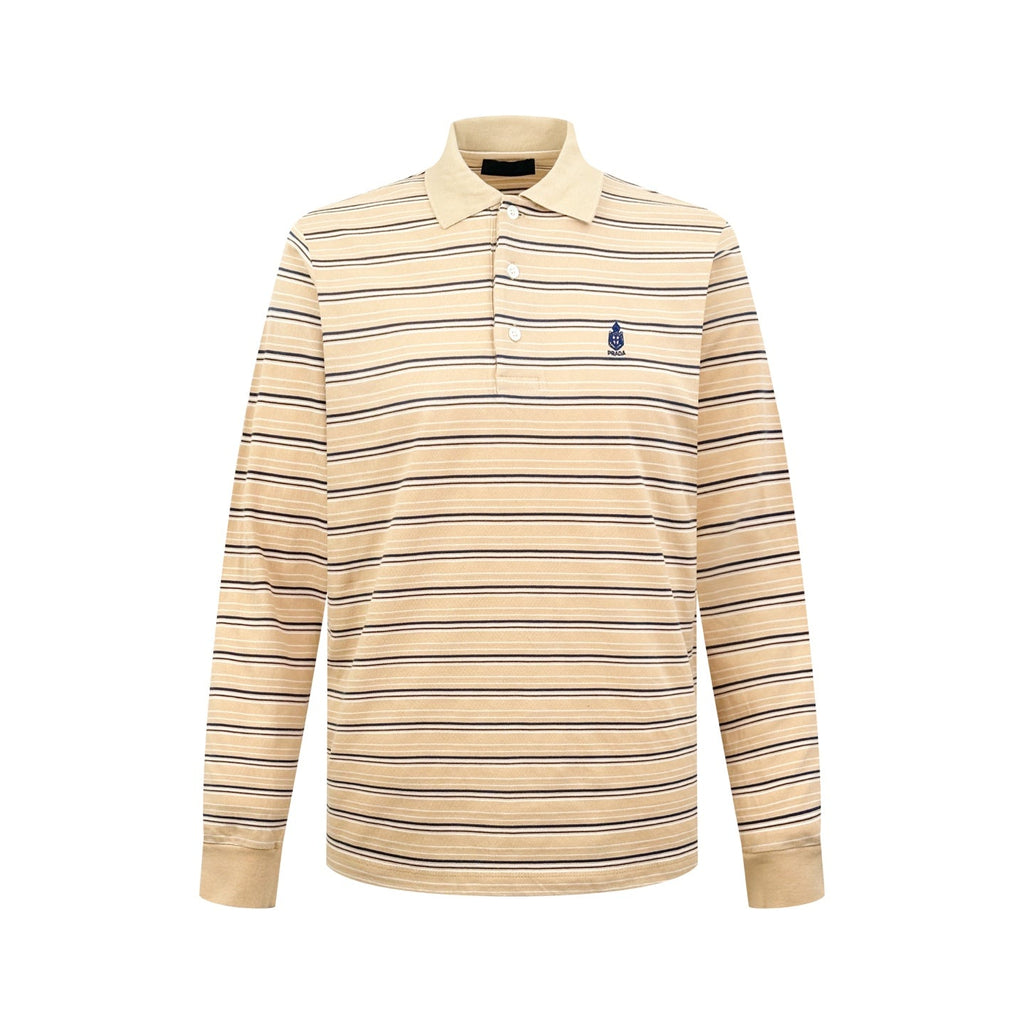 2026 New Model Triangle Brand Logo Striped Long-Sleeved Polo Shirt (CC993-A70)
