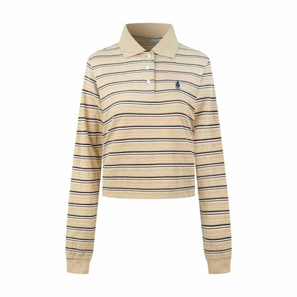 2026 Women's Triangle Brand Logo Striped Long-Sleeve Polo Shirt (FF753)