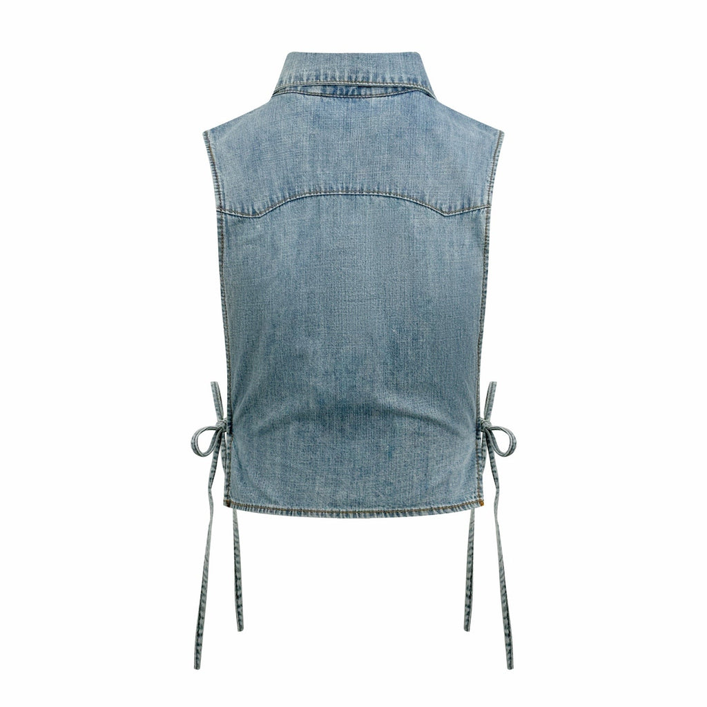 2026 Women's MM Logo Belted Denim Jacket (EE434)