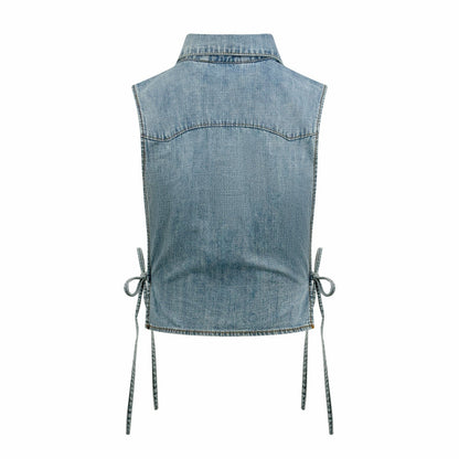 2026 Women's MM Logo Belted Denim Jacket (EE434)