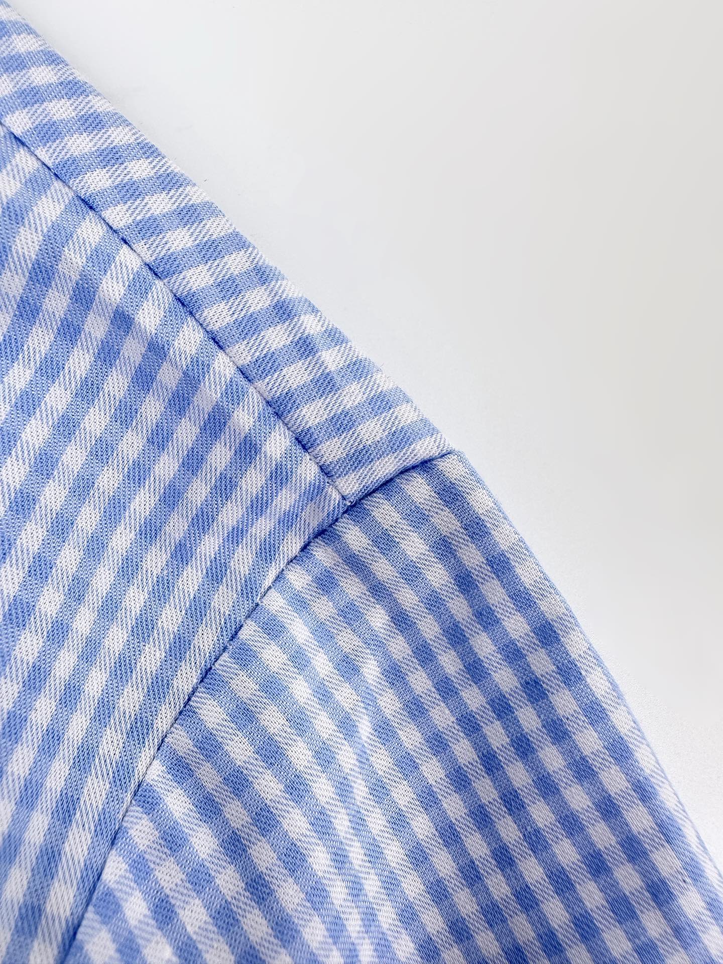2026 Women's MM Logo Embroidered Checkered Shirt (FF773)