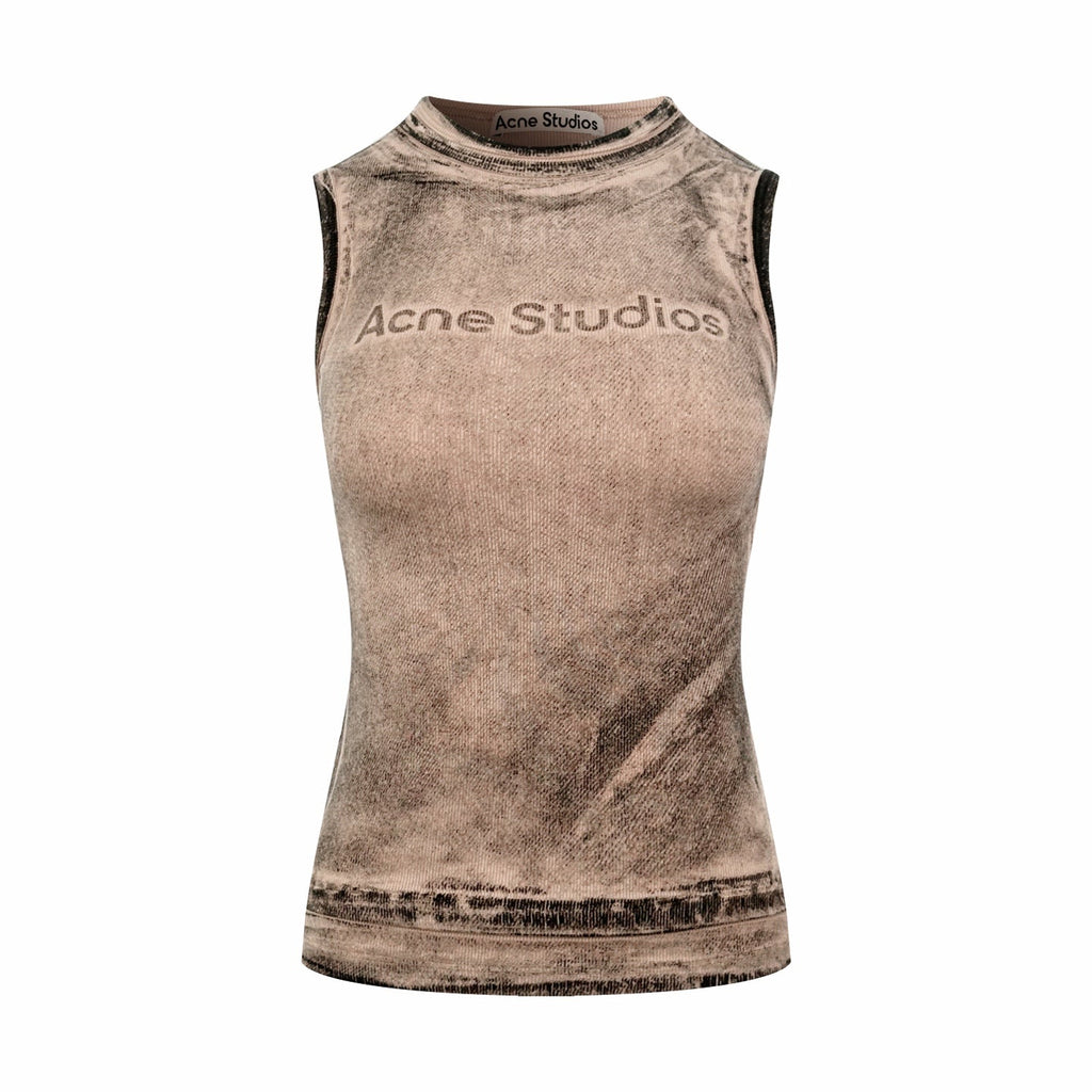 2026 Women's Acn Fake Two-Piece Logo Print Tank Top (EE442)