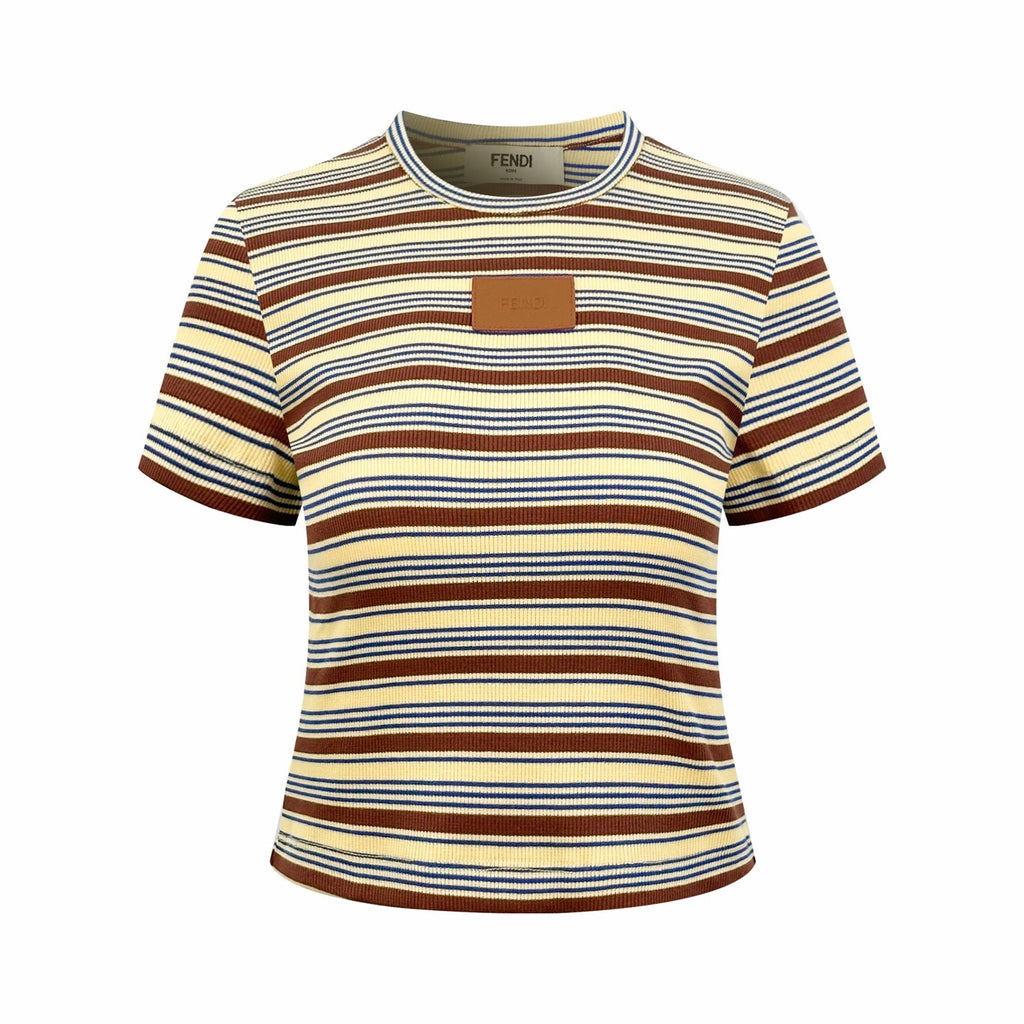 2026 Women's FF Leather Striped Short Sleeve (EE423)