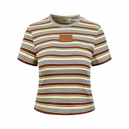 2026 Women's FF Leather Striped Short Sleeve (EE423)