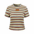 2026 Women's FF Leather Striped Short Sleeve (EE423)