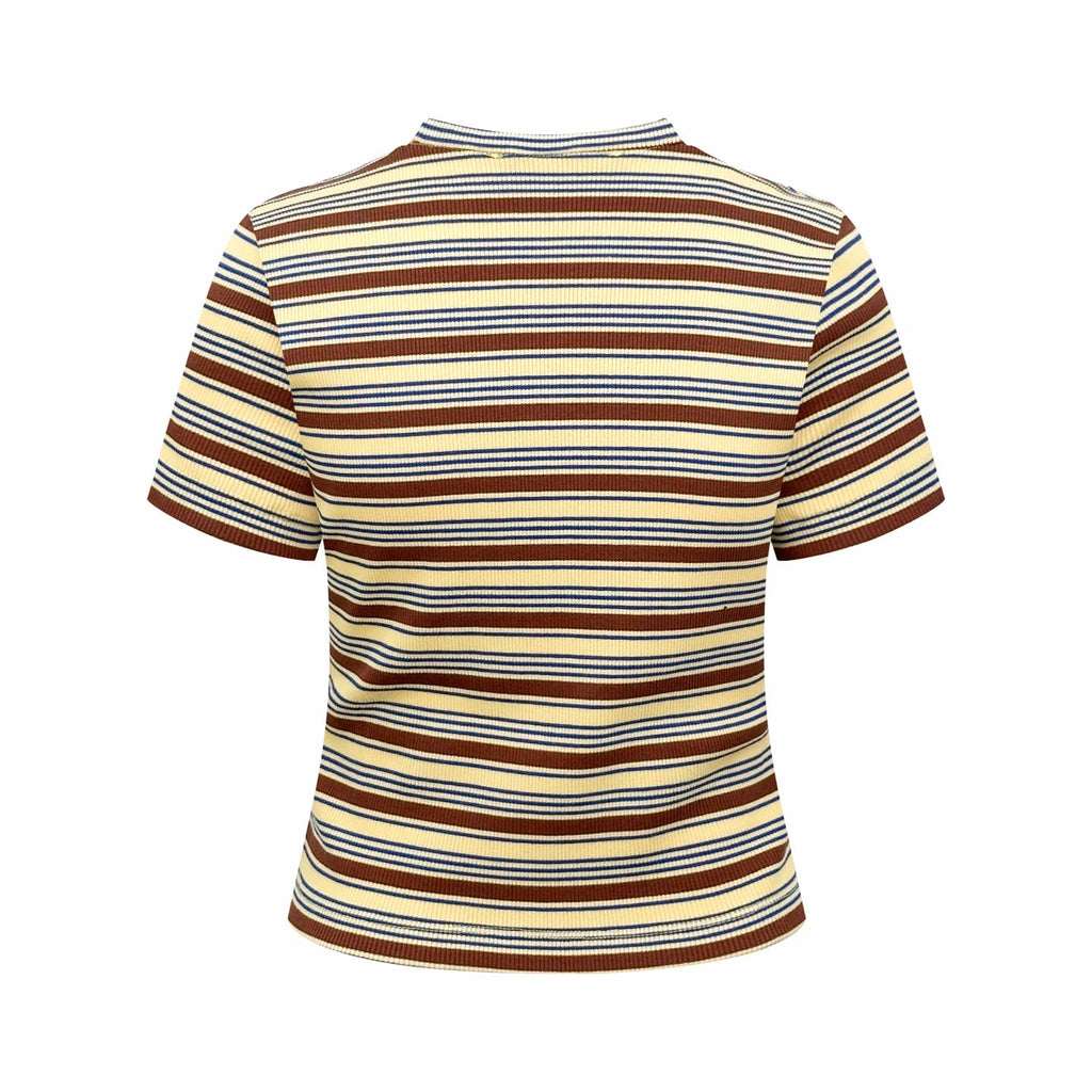 2026 Women's FF Leather Striped Short Sleeve (EE423)