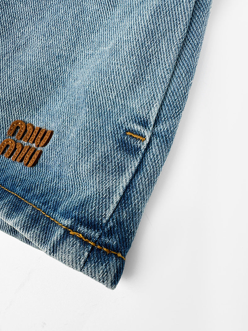 2026 Women's MM Logo Denim Short Skirt (EE432)