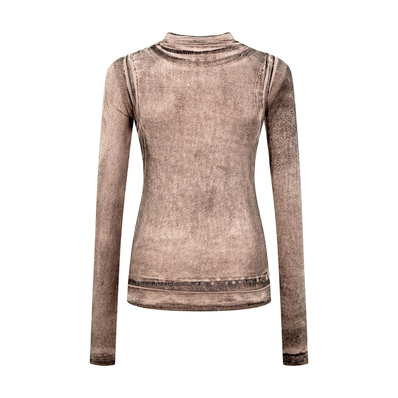 2026 Women's Acn Fake Two-Piece Logo Print Long-Sleeved (EE428)
