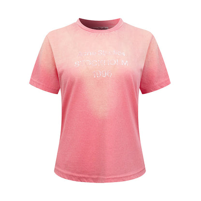 2026 Women's Acn Short-Sleeved T-Shirt with Screen-Printed Distressed Logo (FF731)