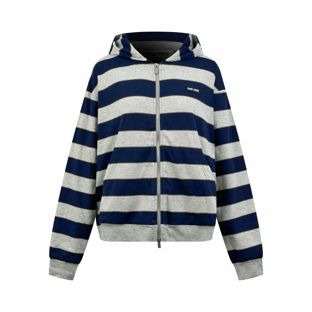 2026 Women's MM Logo Striped Hooded Coat (DD155)
