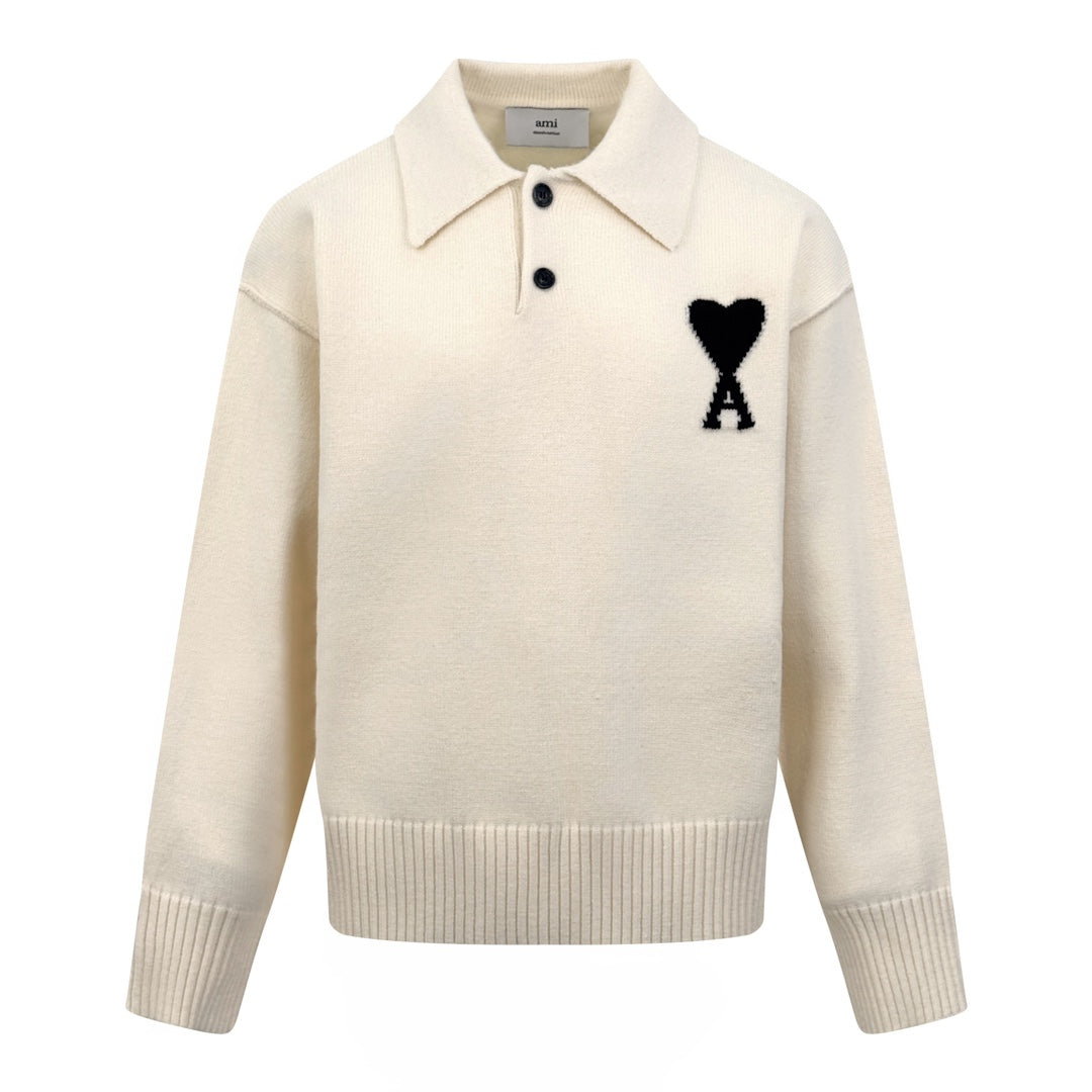2026 New Model Heart A Heart Patterned Knitted Polo Shirt (25366-B25)
