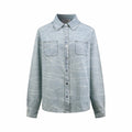 2026 Women's CC Logo Washed Denim Pearl Shirt (FF805)