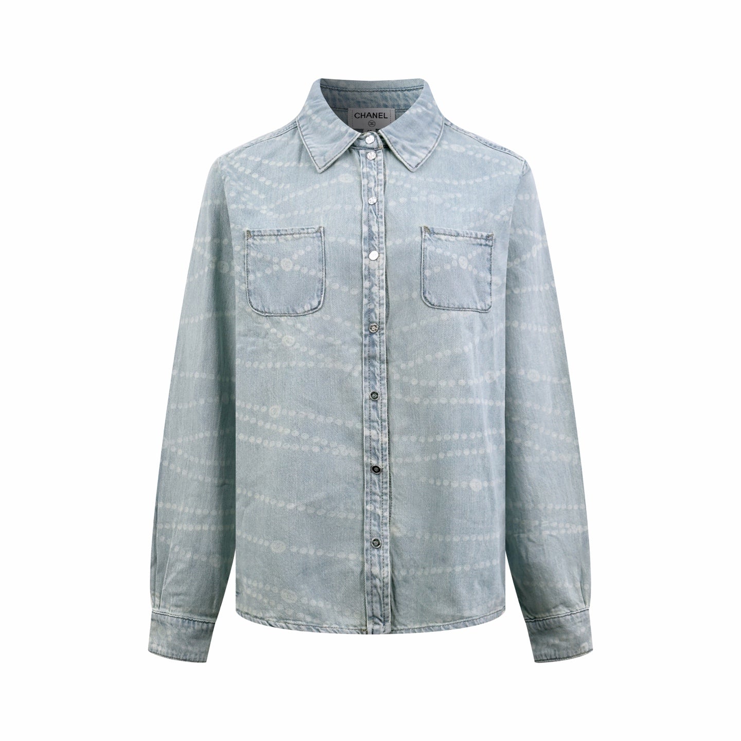 2026 Women's CC Logo Washed Denim Pearl Shirt (FF805)