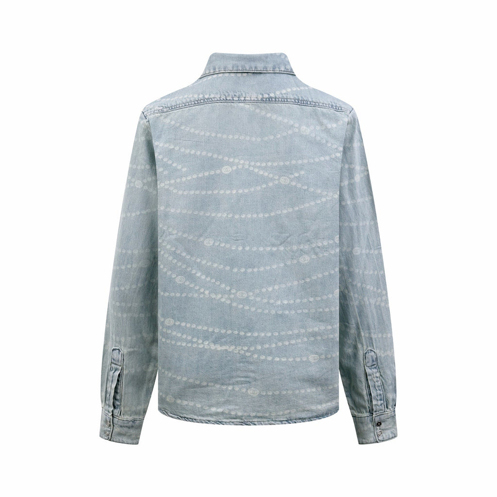 2026 Women's CC Logo Washed Denim Pearl Shirt (FF805)