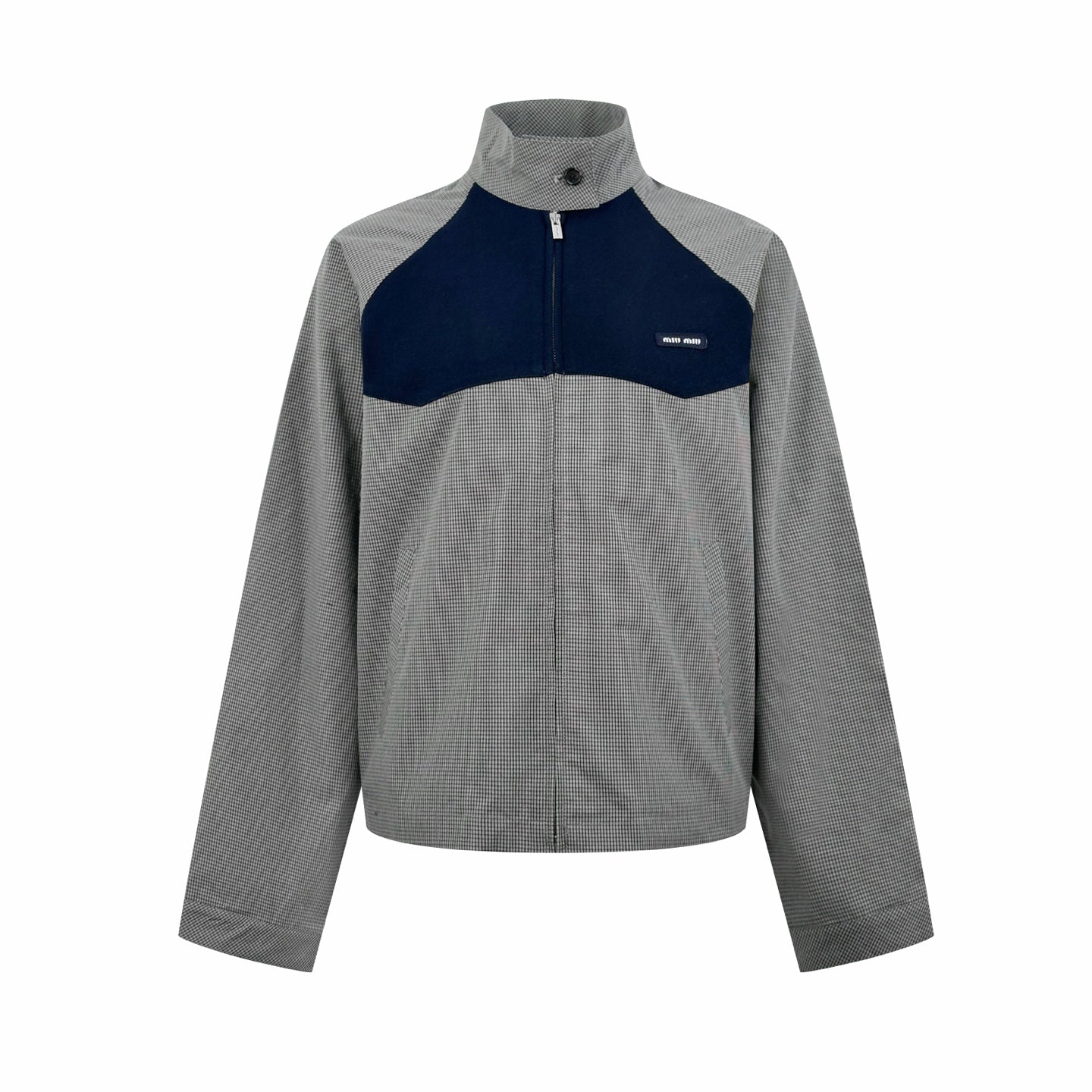 2026 Women's MM Logo Check Pattern Zip-Up Coat (FF797)