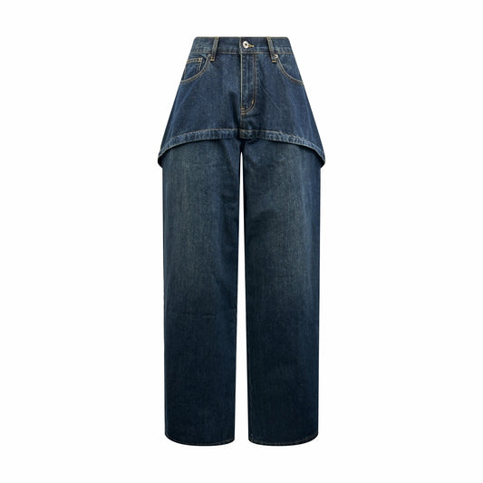 2026 Women's Way Leather Asymmetric Jeans (DD178)
